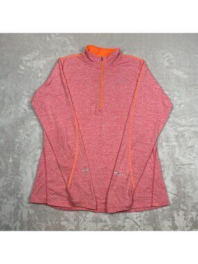 Nike Womens Dri-Fit Long Sleeve Running Top Pink/Orange Size L